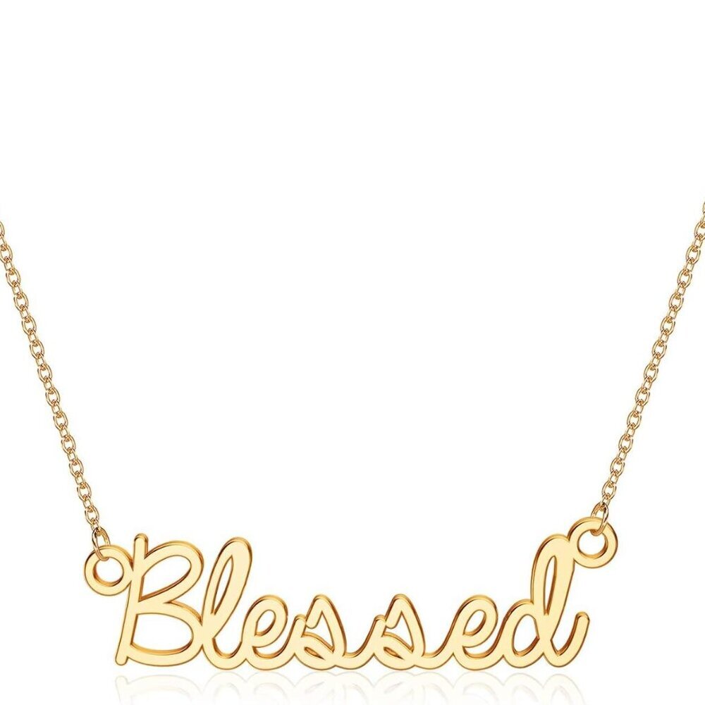 Custom Name Necklace Personalized, 14K Gold Plated Name Pendant Necklace Dainty